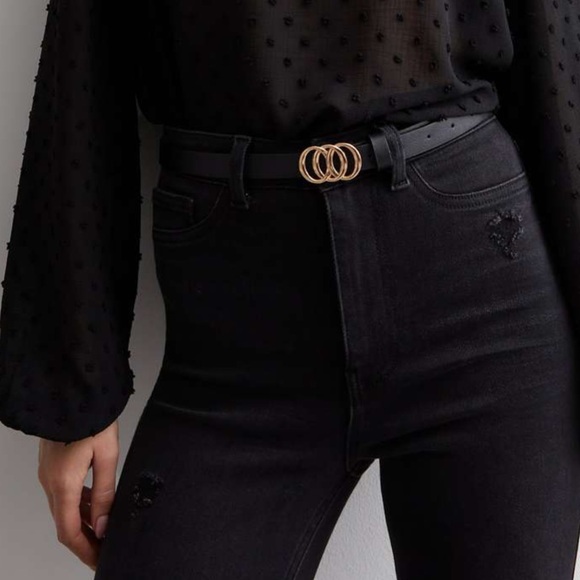 NEW| Triple Ring PU Leather Buckle Belt - Picture 2 of 4